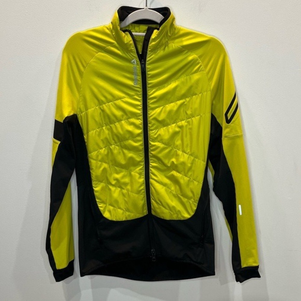 Reebok MV3 Play Warm Primaloft Insulated Running Jacket Sz S Yellow Black Unisex
